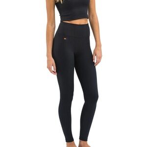 NEW, with tags, Aviator Nation black ribbed high waisted leggings size small